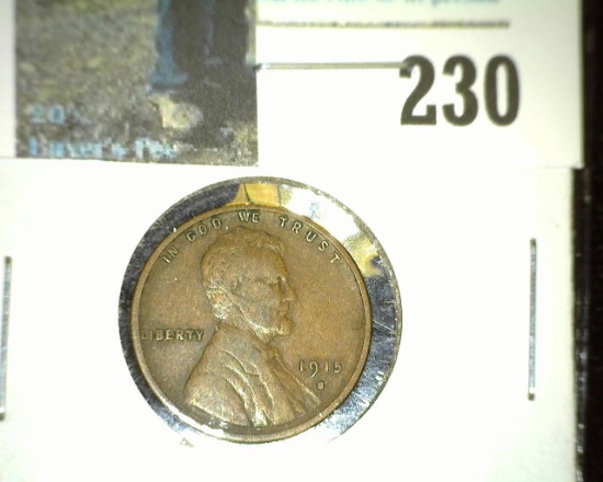 1915 S Key Date Lincoln Cent, VF.