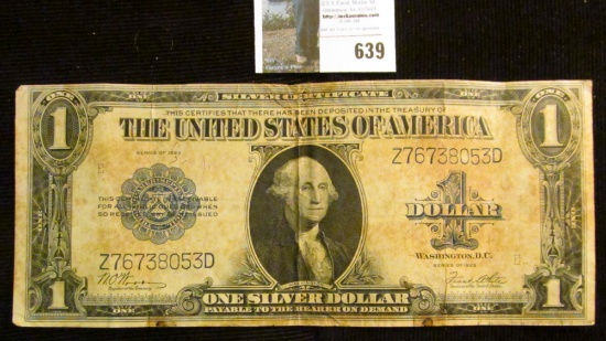 Series 1923 United States One Dollar "Blanket Size" Silver Certificate signed by Woods & White.