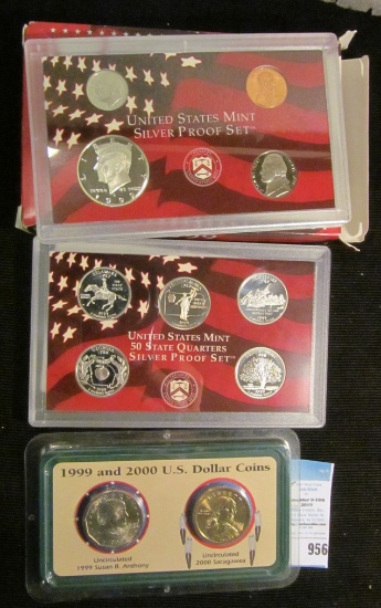 1999 S United States Mint Silver Proof Set in original box of issue; & Littleton Coin Co. 1999 and 2