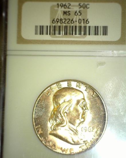 1962 P Franklin Half Dollar NGC slabbed "MS 65".