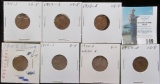 1911 S, 12 S, 13 S, 14 S, 15 S, 22 Weak D?, & 24 D Key date Lincoln Cents, all Good to VG.