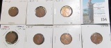 1911 D, 12 S, 13 S, 14 S, 15 P, S, & 16 P Key date Lincoln Cents, all grading VF.
