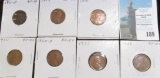 1911 D, 15 P, 16 P, 20 P, D, 21 P, & 23 P Lincoln Cents, all grading EF.