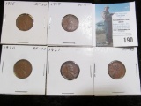 1916 P, 19 P, 20 P, 21 P, & 23 P Lincoln Cents, all grading EF-Brown AU.