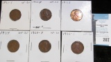 1921 S, 22 D Possibly weak D. 23 P, 24 P, D, & 26 S Lincoln Cents, all grading VF.