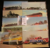(10) Different Railroad related Post Cards depicting trains or locomotives.