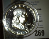 1962 P Cameo Proof Benjamin Franklin Silver Half-dollar, encapsulated in a removable airtight Cointa