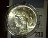 1924 P Super High Grade Silver Peace Dollar, encapsulated in a removable airtight Cointain.