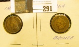 1863 & 1864 Copper-nickel Indian Head Cents.
