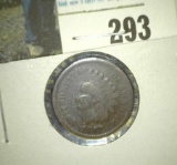 1867/67 Rare Indian Head Cent. Full Good.