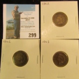 (2) 1862 & (1) 1863 Copper-nickel Indian Head Cents, all Fine.