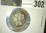 1865 U.S. Three Cent Nickel, a nice Civil war Date.