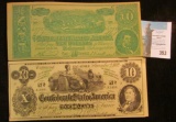 Two different Advertising notes on $10 Confederate States of America Fac-simile Notes from Elgin & G