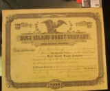 Very Rare 1892 Stock Certificate for Ten Shares 