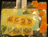 (15) miscellaneous Foreign Stamps on original paper & (8) Old King George One Cent Australia Stamps.