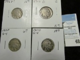 (2) Scarce 1916 D, 17P & D Buffalo Nickels. (4 pcs.).