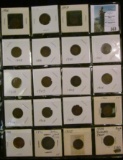 (18) Carded Indian Head Cents in a plastic page dated 1883-1908. All priced twenty or more years ago
