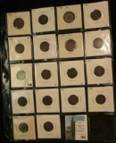 (18) Carded Indian Head Cents in a plastic page dated 1892-1908. Grades up to EF.