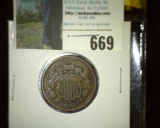 1865 Civil War U.S. Two Cent Piece.