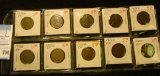 (10) 1929 D Lincoln Cents all grading EF.