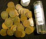 Mixed Date Roll of (50) U.S. Indian Head Cents in a hard plastic tube.