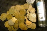 Mixed Date Roll of (50) U.S. Indian Head Cents in a hard plastic tube.
