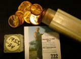 1955 S Roll of BU Lincoln Cents in a square plastic tube. Nice and Gemmy.
