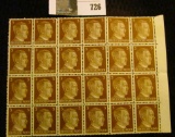 Sheet of mint, uncancelled 3 pf. Adolf Hitler World War II German Stamps, (24 stamp sheet).