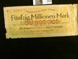 1923 Neuwied, Germany District 50 Million Mark Note.