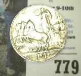 1912 Italy Silver One Lire. Depicts a Roman Chariot with Angel Charioteer.