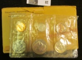 1958 U.S. Proof Set in a 1963 envelope, cellophane is either damaged or not correct for the set, pos