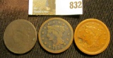 1838, 1850, & 1852 U.S. Large Cents (3 pc. group).