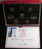 1987 United Kingdom Proof Coin Collection in original box of issue. Very attractive seven-piece.
