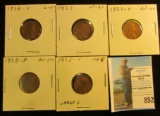 1926S Good, 27P VF, 27D EF, 28D AU, & 28 Large S Very Good Lincoln Cents, both carded and ready to b