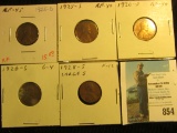 1925D EF, 25S EF, 26D EF, 26S Good, & 28 Large S Fine Lincoln Cents, both carded and ready to be pri
