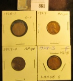 1926S Good, 27P AU, 27D EF, & 28 Large S Very Good Lincoln Cents, both carded and ready to be priced