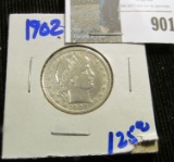 1902 Barber Quarter With Full Liberty