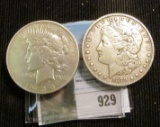 1878 P Morgan Silver Dollar & 1934 D Peace Silver Dollar.