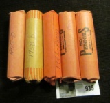(5) Rolls of Solid date Wheat Cents, includes 1942, 45, 51D, 55D, & 58D.