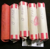(5) Rolls of Solid date Wheat Cents, includes 1935P, 45D, 52D, 55D, & 56D.