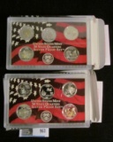 Pair of 2004 S United States State Quarters Silver Proof  Sets in original boxes of issue with paper