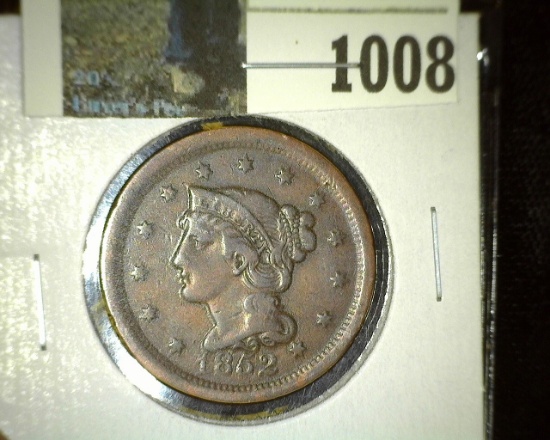 1852 U.S. Large Cent, Fine to VF.