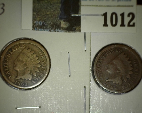 1863 Copper-nickel & 1864 Bronze Indian Head Cents.
