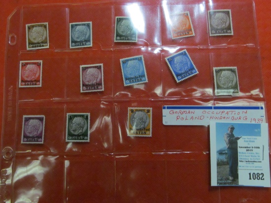 1939 German Occupation Poland and Hindenburg Postage Stamps.