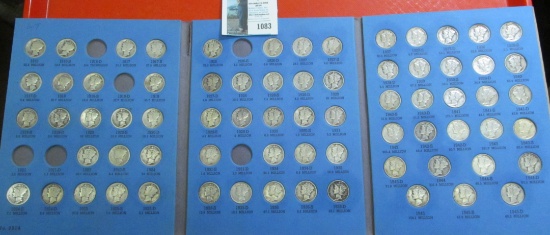 Partial Set of Mercury Dimes in a blue Whitman folder. Includes 1916P, S, 17P, D, S, 18P, S, 19P, D,