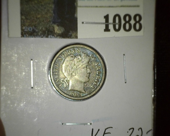 1903 O Barber Dime, nicely toned VF.