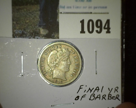 1916 P Barber Dime, nice and original.