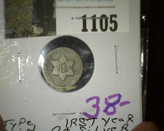 1851 U.S. Three Cent Silver.