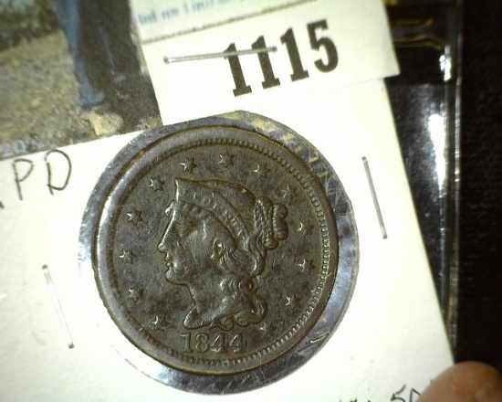 1844/4 U.S. Large Cent, possible Breen 1884. VF.