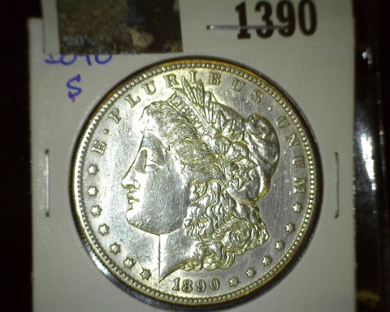 1890 S Morgan Silver Dollar, lots of flash.